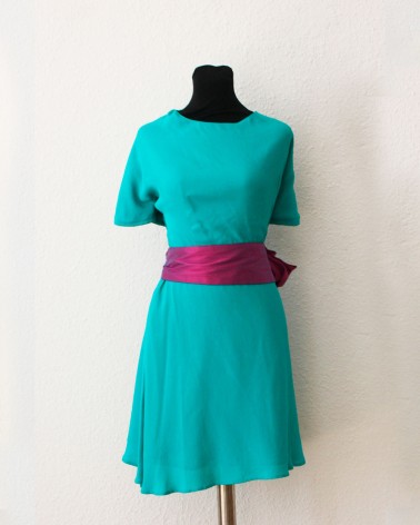 Vestido Aqua con Espalda Cruzada