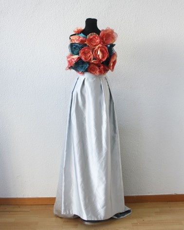 Top anade floral en organza