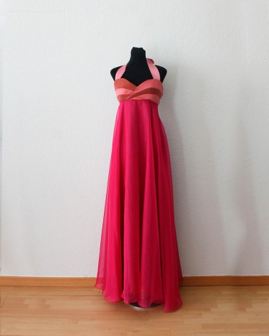 Vestido Rosa con escote bi-color infinito