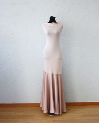 Vestido largo Rosa Palo con espalda joya