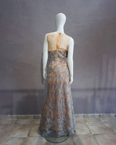 Vestido Nude con Pedrería Plata
