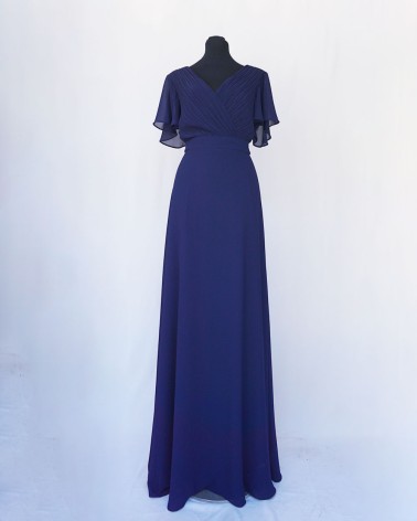 vestido de fiesta largo azul oscuro LAC1382