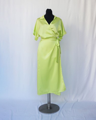 Vestido camisero corto manga corta verde lima