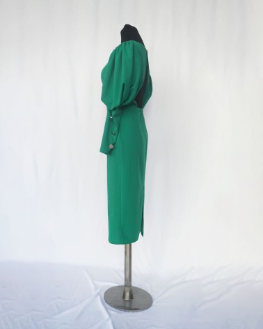 Vestido corto de manga larga en color verde    LAC9267d