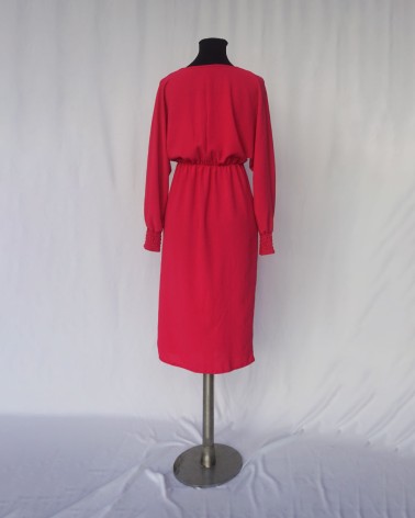 Vestido midi de manga larga rojo