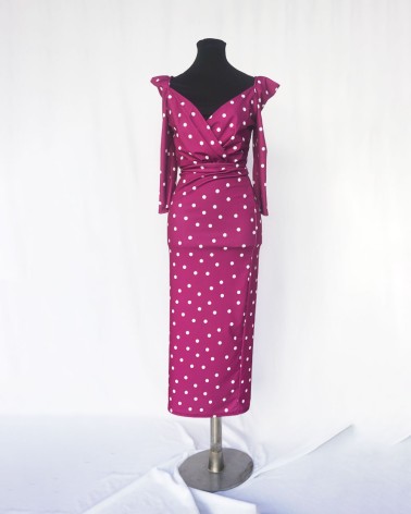 Vestido de lunares de manga larga morado