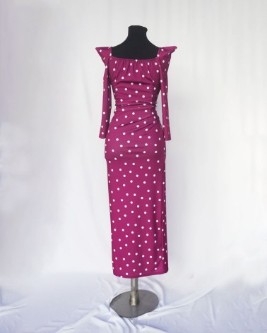 Vestido de lunares de manga larga morado