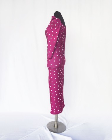 Vestido de lunares de manga larga morado