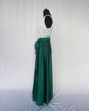 Falda larga con raja color verde   LAC14271c