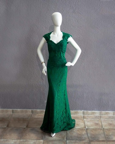 Vestido Largo Verde Encaje LACW004
