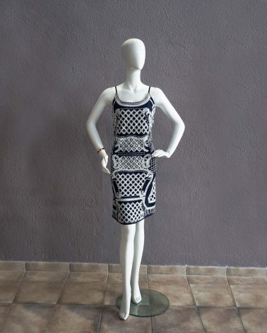 Vestido de fiesta corto azul noche  y lentejuelas