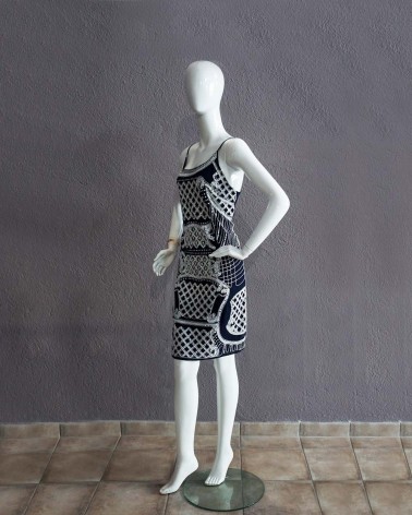 Vestido de fiesta corto azul noche  y lentejuelas