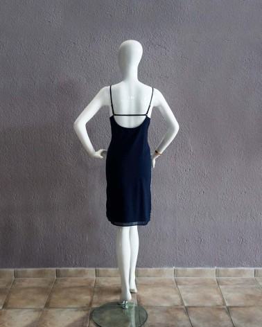 Vestido de fiesta corto azul noche  y lentejuelas