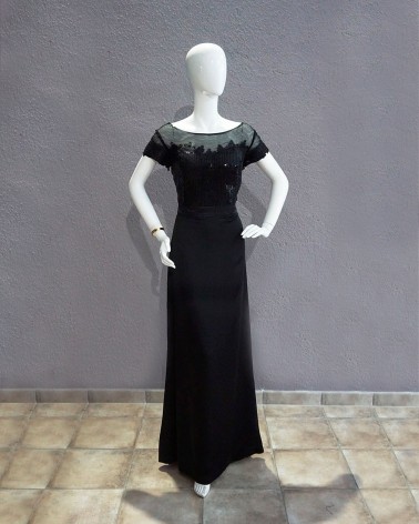 Vestido Largo Negro con Lentejuelas Negras