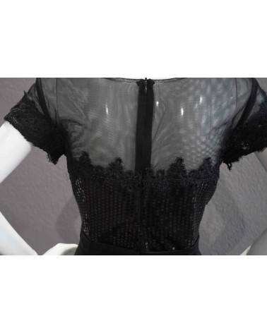 Vestido Largo Negro con Lentejuelas Negras
