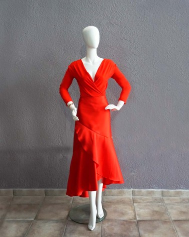 Body Rojo manga larga escote pico