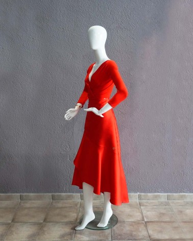 Body Rojo manga larga escote pico