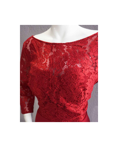 Vestido Largo De Encaje Rojo