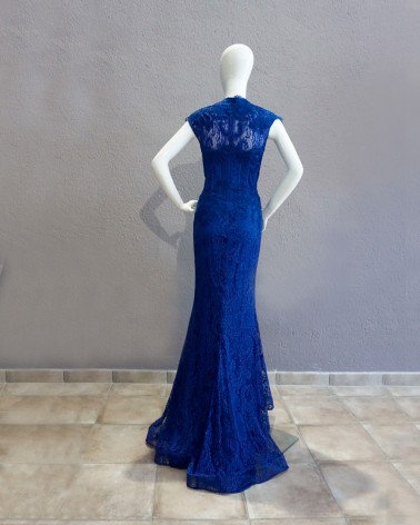 Vestido Largo Azul Encaje corte sirena