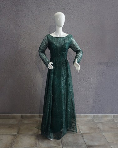 Vestido De Fiesta Largo Verde alta costura con brillo