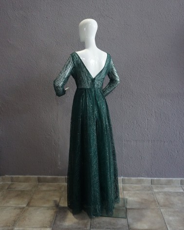 Vestido De Fiesta Largo Verde alta costura con brillo