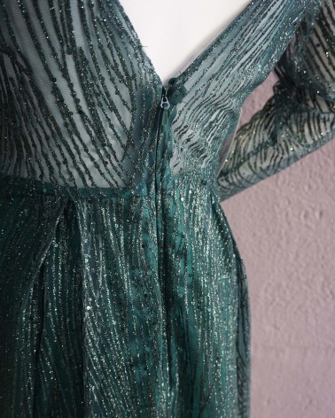 Vestido De Fiesta Largo Verde alta costura con brillo