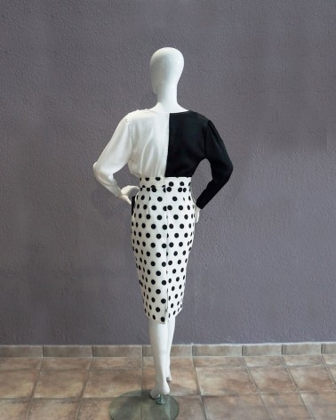 Top de fiesta bicolor blanco y negro