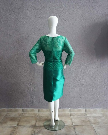 Vestido Midi Verde de encaje y falda de tubo