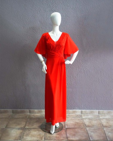 Vestido de Fiesta Largo Rojo con cintura