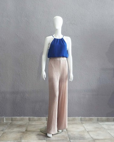 Top con cuello halter azul eléctrico