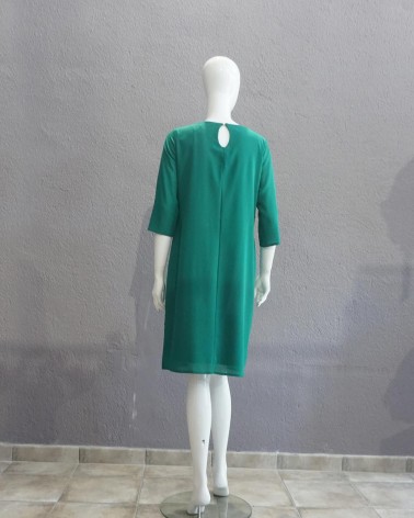 Vestido de fiesta corto manga larga color Verde