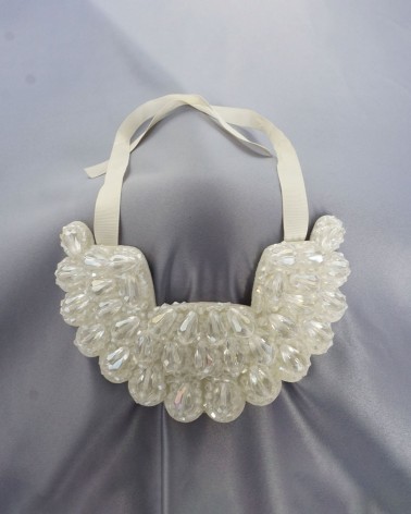 Collar de novia Babero de Cristal Acrílico Transparente con Cinta de Grosgrain