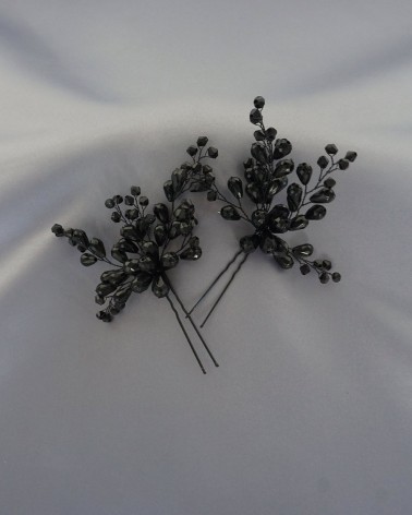 Horquillas de Cristal Negro en Ramillete