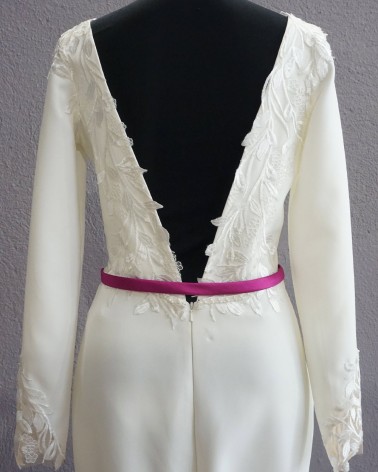 Cinturón de raso fucsia para novia