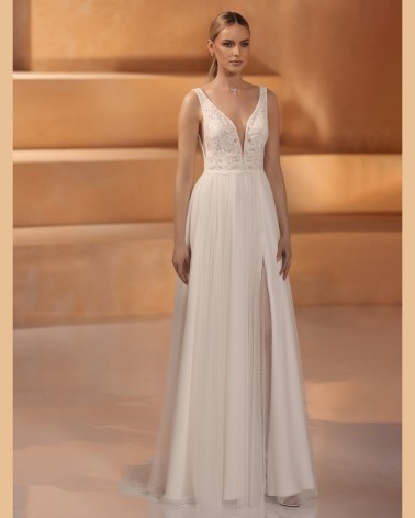 CBPORT Vestido de Novia costados abiertos con raja