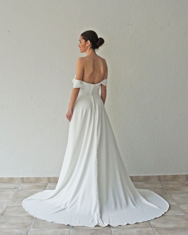 Vestido de Novia evasé de crepe escote corazón liso