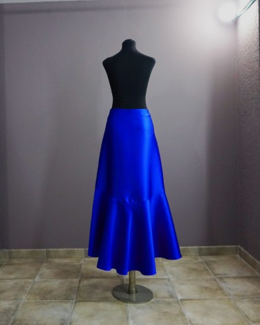 Falda de Fiesta Larga azul eléctrico drapeada