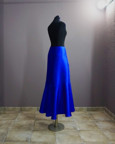 Falda de Fiesta Larga azul eléctrico drapeada