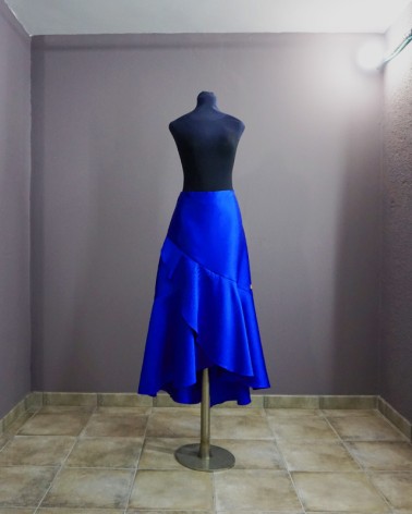 Falda de Fiesta Larga azul eléctrico drapeada
