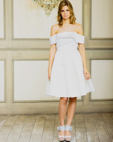 Top y falda de Novia midi con escote barco