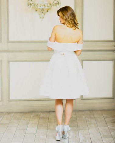 Top y falda de Novia midi con escote barco