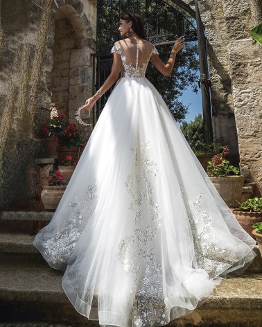 Vestido de Novia princesa dorado con espalda transparente tatoo