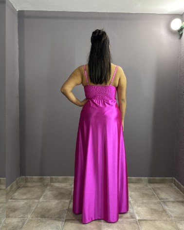Vestido Rosa De Tirantes y Con Abertura Lateral