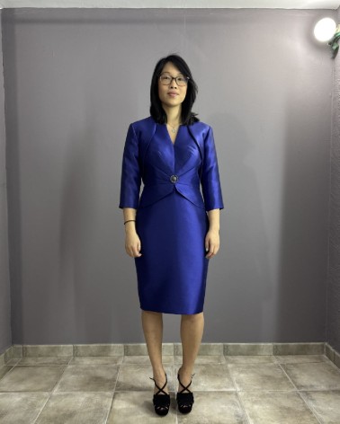 Vestido Midi Azul con Torera A Juego