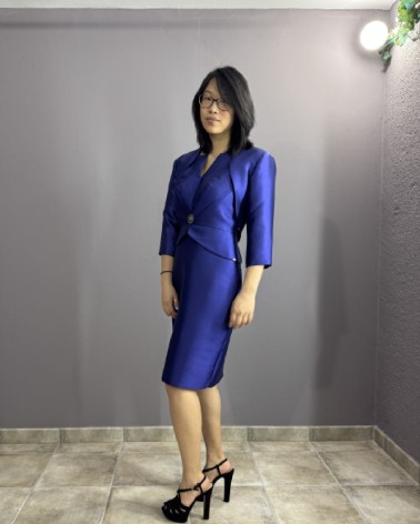 Vestido Midi Azul con Torera A Juego