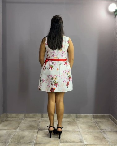 Vestido Blanco corto Estampado De Flores
