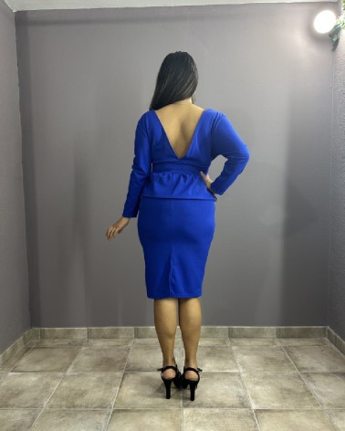 Vestido Azul de Tubo Manga Larga
