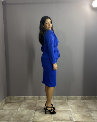 Vestido Azul de Tubo Manga Larga