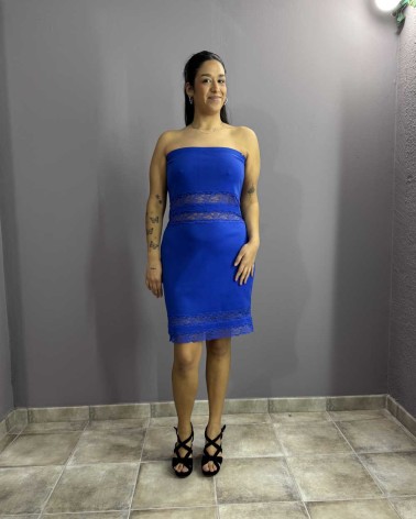 Vestido Corto Azul de Encaje