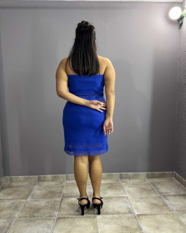 Vestido Corto Azul de Encaje